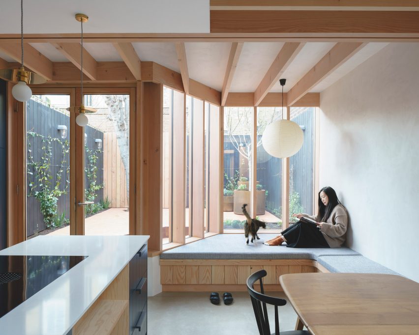 Lime plaster walls inside London extension