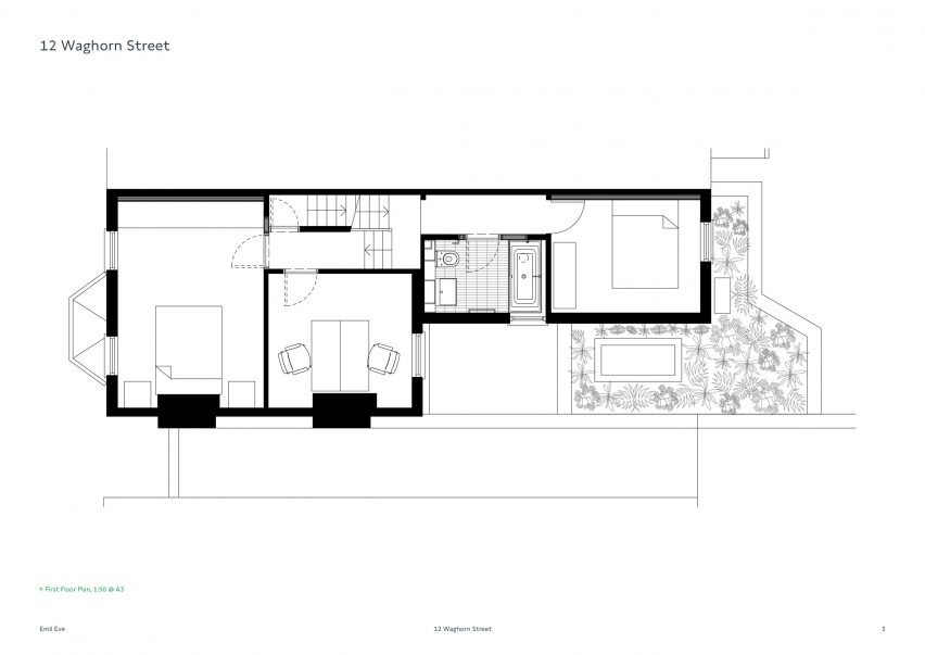 Floor plan of Waghorn Street renovation by Emil Eve