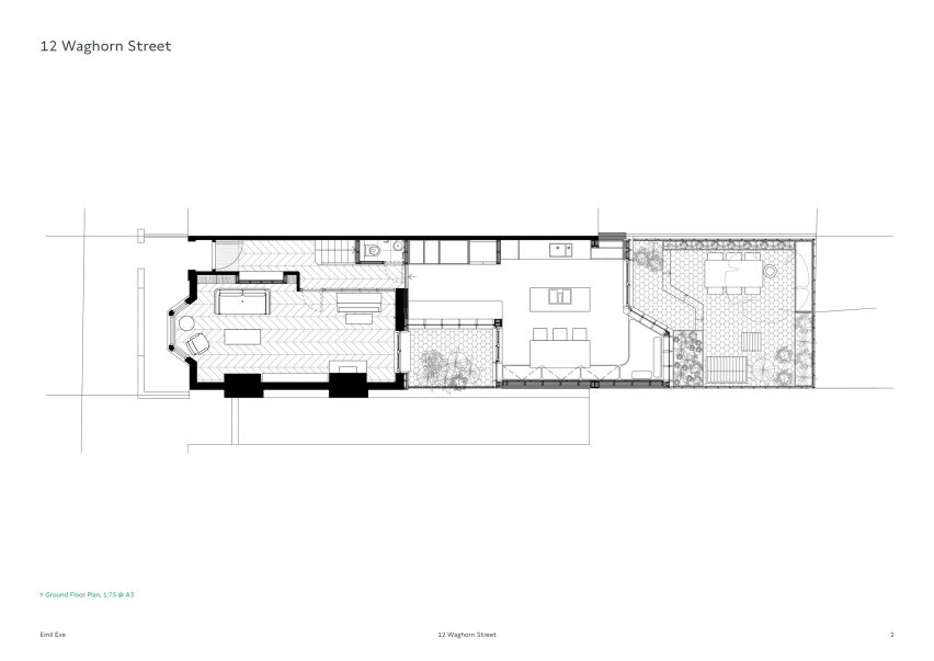 Floor plan of Waghorn Street renovation by Emil Eve