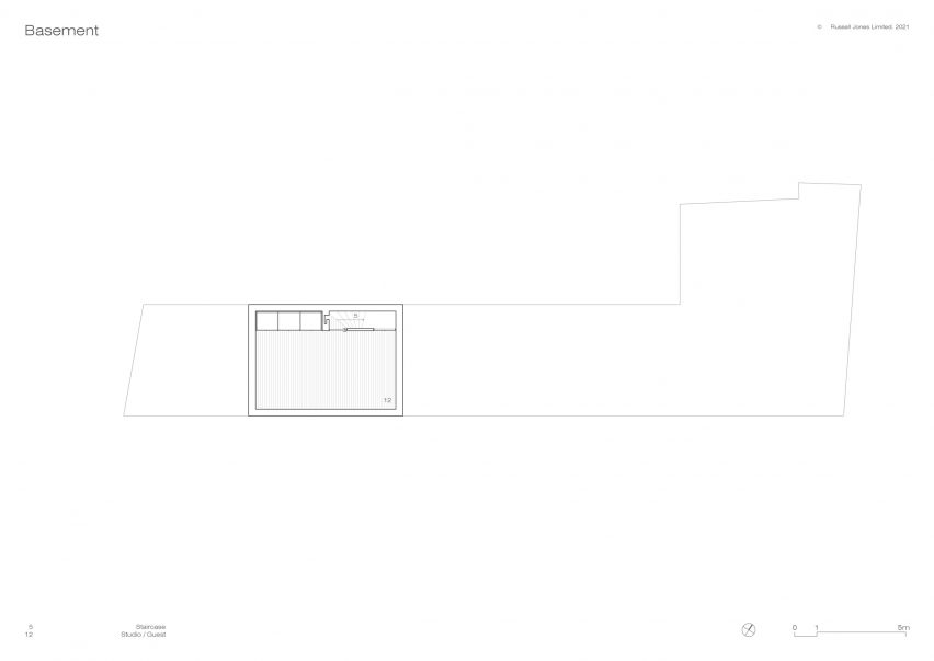 Basement plan of Wembury Mews house by Russell Jones
