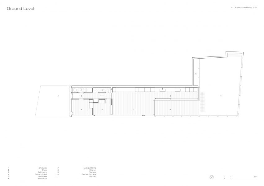 Ground floor plan of Wembury Mews house by Russell Jones
