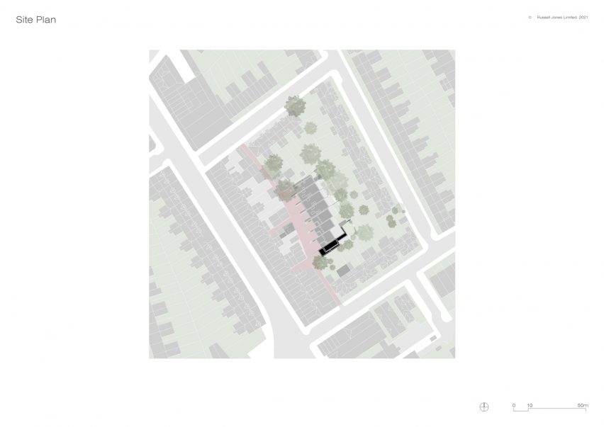 Site plan of Wembury Mews house by Russell Jones