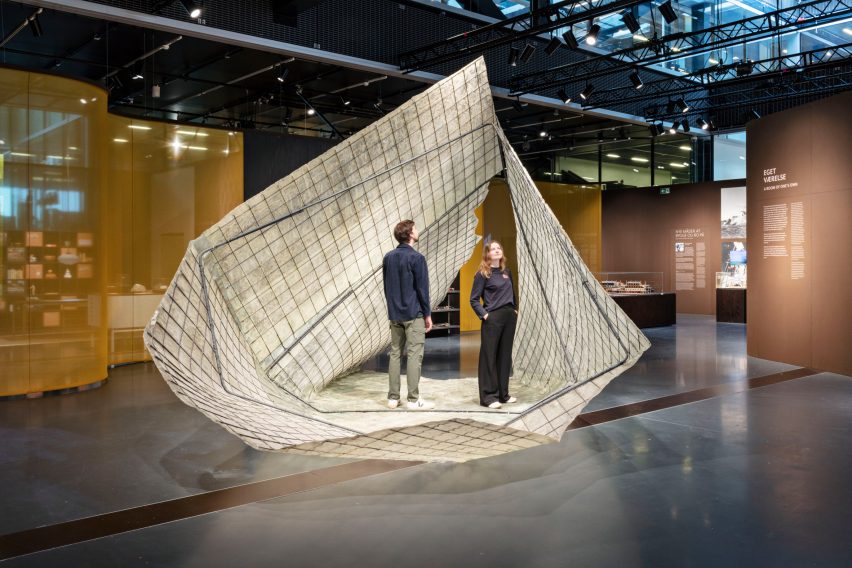 Visitors inside pavilion at Danish Architecture Center