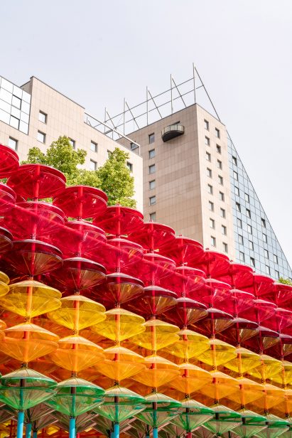 Colourful cones on pavilion in Berlin