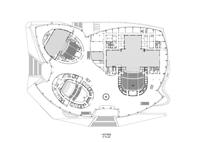 Floor plan of Zhengzhou Grand Theatre by The Architectural Design and Research Institute of HIT