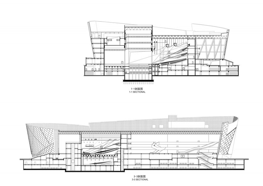 Sections of Zhengzhou Grand Theatre by The Architectural Design and Research Institute of HIT