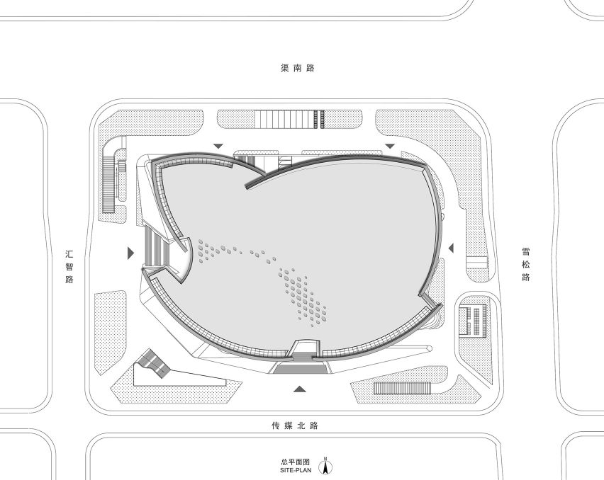 Site plan of Zhengzhou Grand Theatre by The Architectural Design and Research Institute of HIT