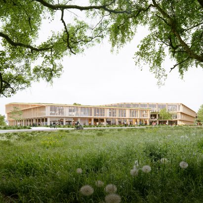 Timber Ecotope structure by 3XN designed for innovation park on university campus