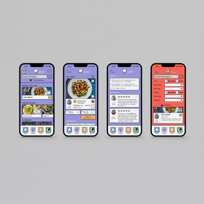 Phones displaying the PlanetBased app with recipe options