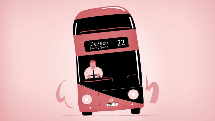 An illustration of a red bus as part of London Design Festival