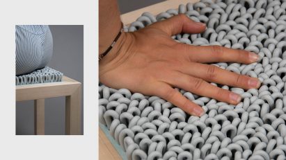 A photograph of person holding concrete material