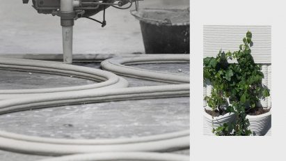 A photograph of 3D concrete-printing technology