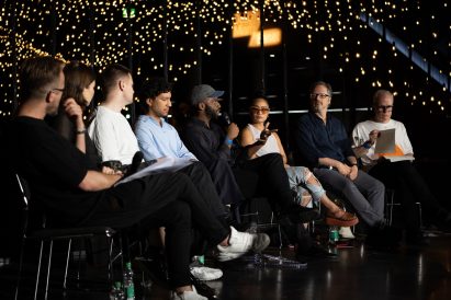 A photograph of the panellists of the Therme Art talk