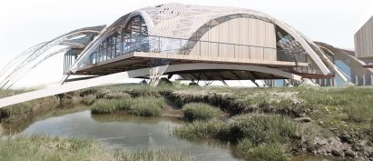 A render of an ecologically diverse structure