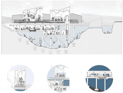 An artist's studio and workshop build both above and below ground