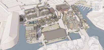 An illustration of a modular co-housing scheme