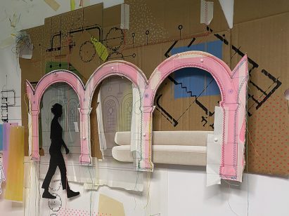 A photograph of a plan of project focusing on the adaptive reuse of St Luke's Church in Portsmouth