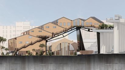 A digital illustration of a housing complex