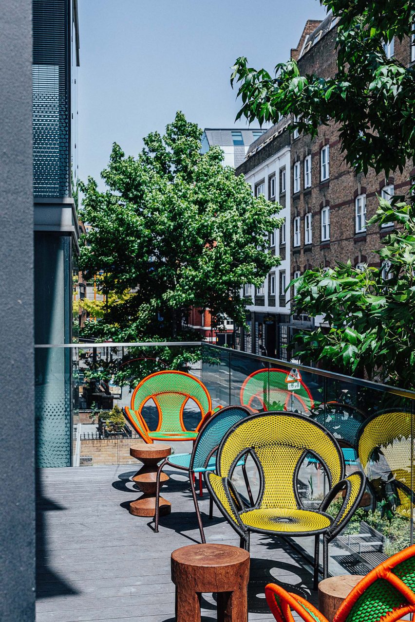 Terrace of The Africa Centre in London, designed by Freehaus