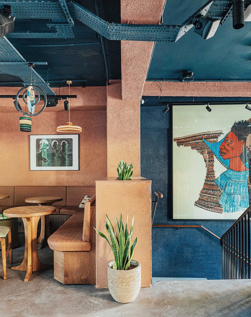 Bar inside The Africa Centre in London, designed by Freehaus