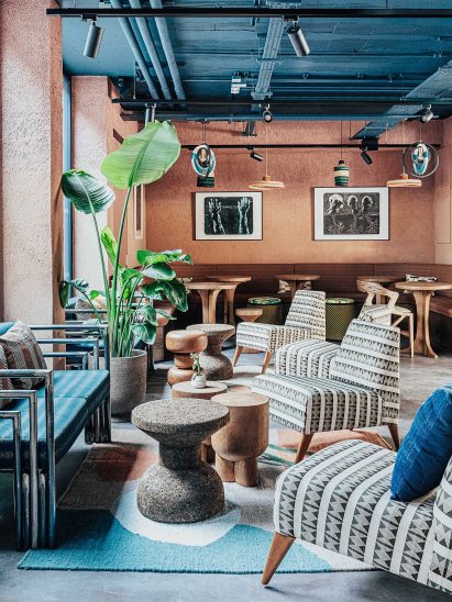 Bar inside The Africa Centre in London, designed by Freehaus