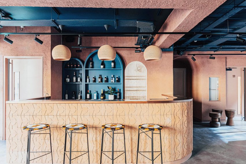 Bar inside The Africa Centre in London, designed by Freehaus