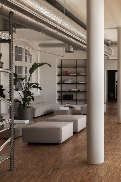 An open plan office interior
