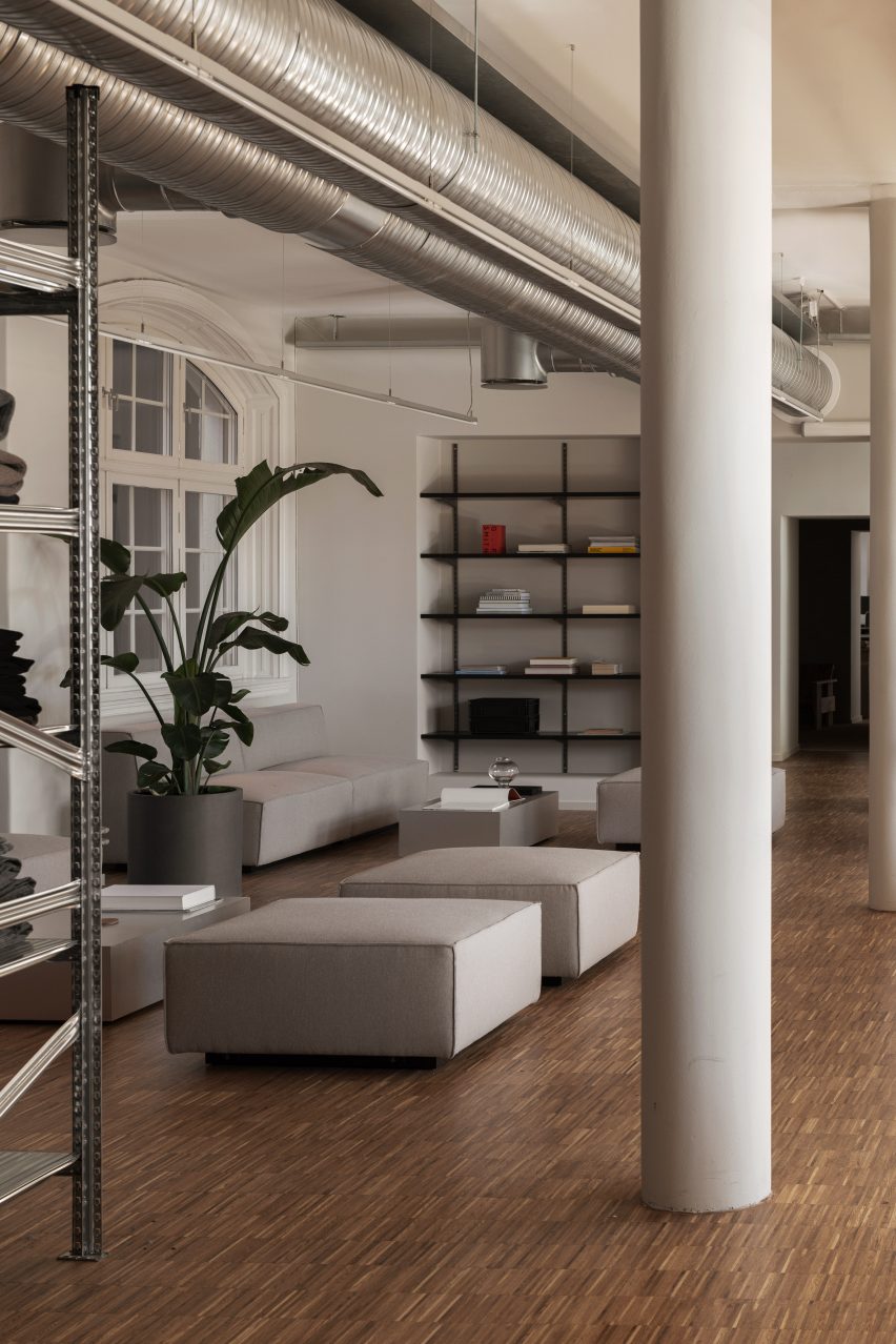 An open plan office interior
