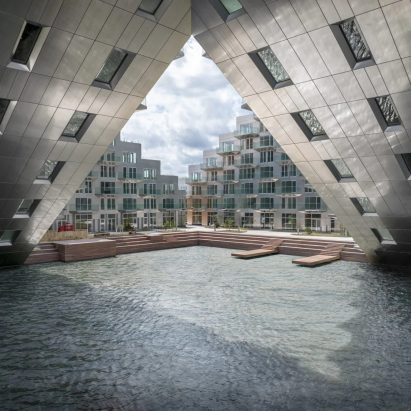 Dezeen Agenda newsletter features a cantilevered housing block by BIG and Barcode Architects