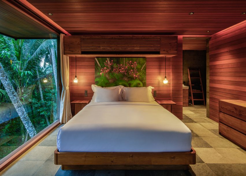 Interior of accommodation at Birdhouses resort in Bali by Alexis Dornier