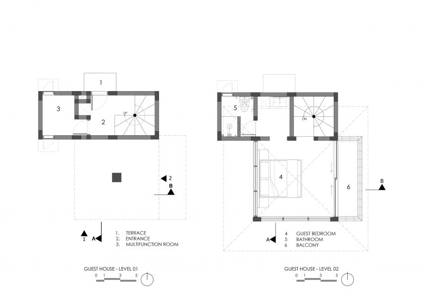 Guest house floor plan from Birdhouses resort in Bali by Alexis Dornier
