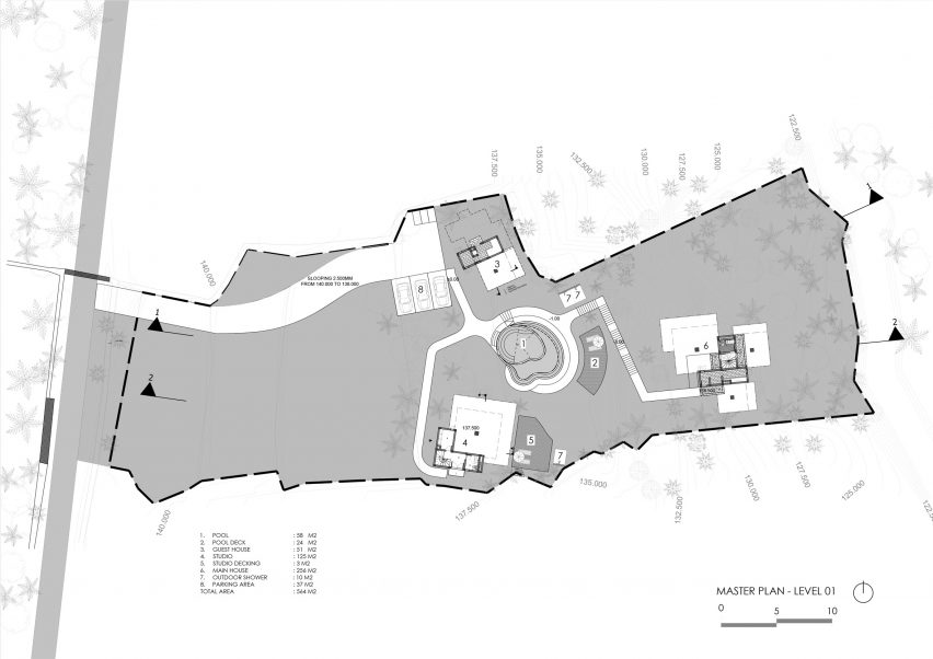 Site plan of Birdhouses resort in Bali by Alexis Dornier