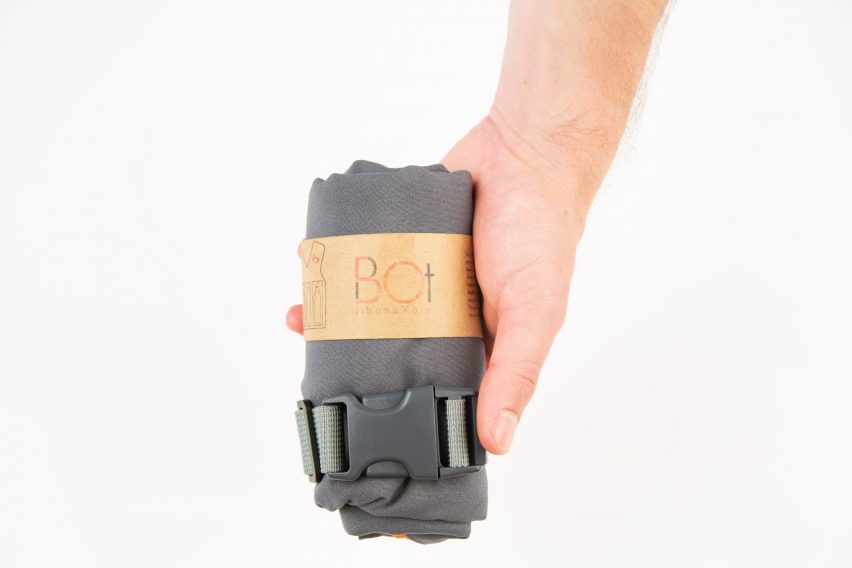 Bot lifejacket rolled up into a compact package