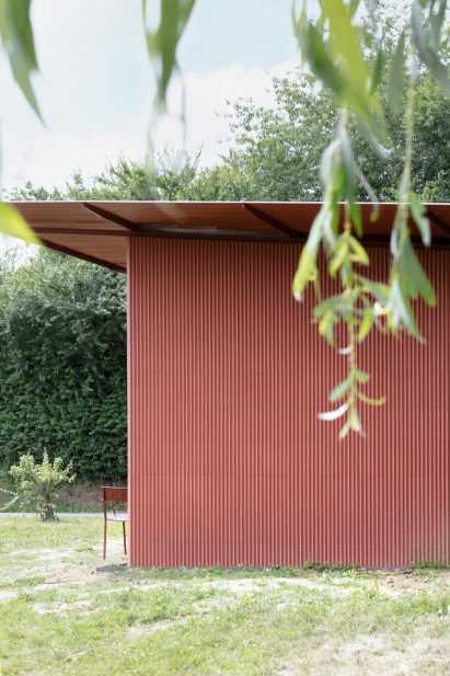 Pavilion clad in red terracotta tiles