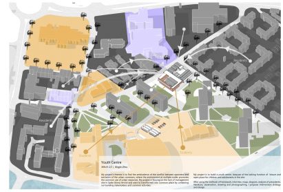 Labelled plan of urban area with labelling