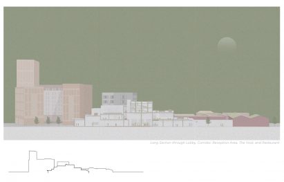 Section render with a khaki green sky