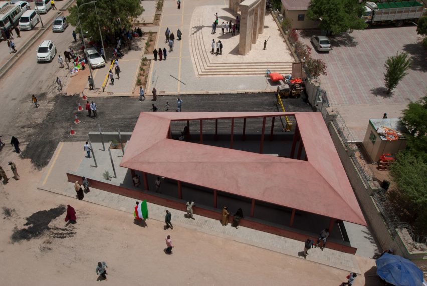 Aerial view of Courtyard Pavilion in Somaliland by Rashid Ali Architects