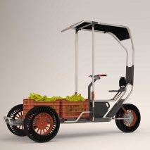 Collapsible solar-powered bike carrying goods