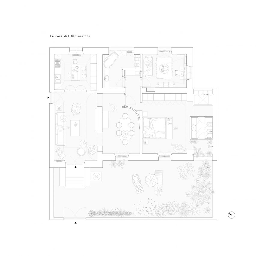 Plan of Diplomat apartment in Roma by 02A