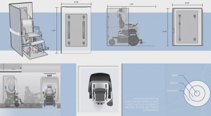 Diagram of a wheel chair design from a student research project at Drexel University