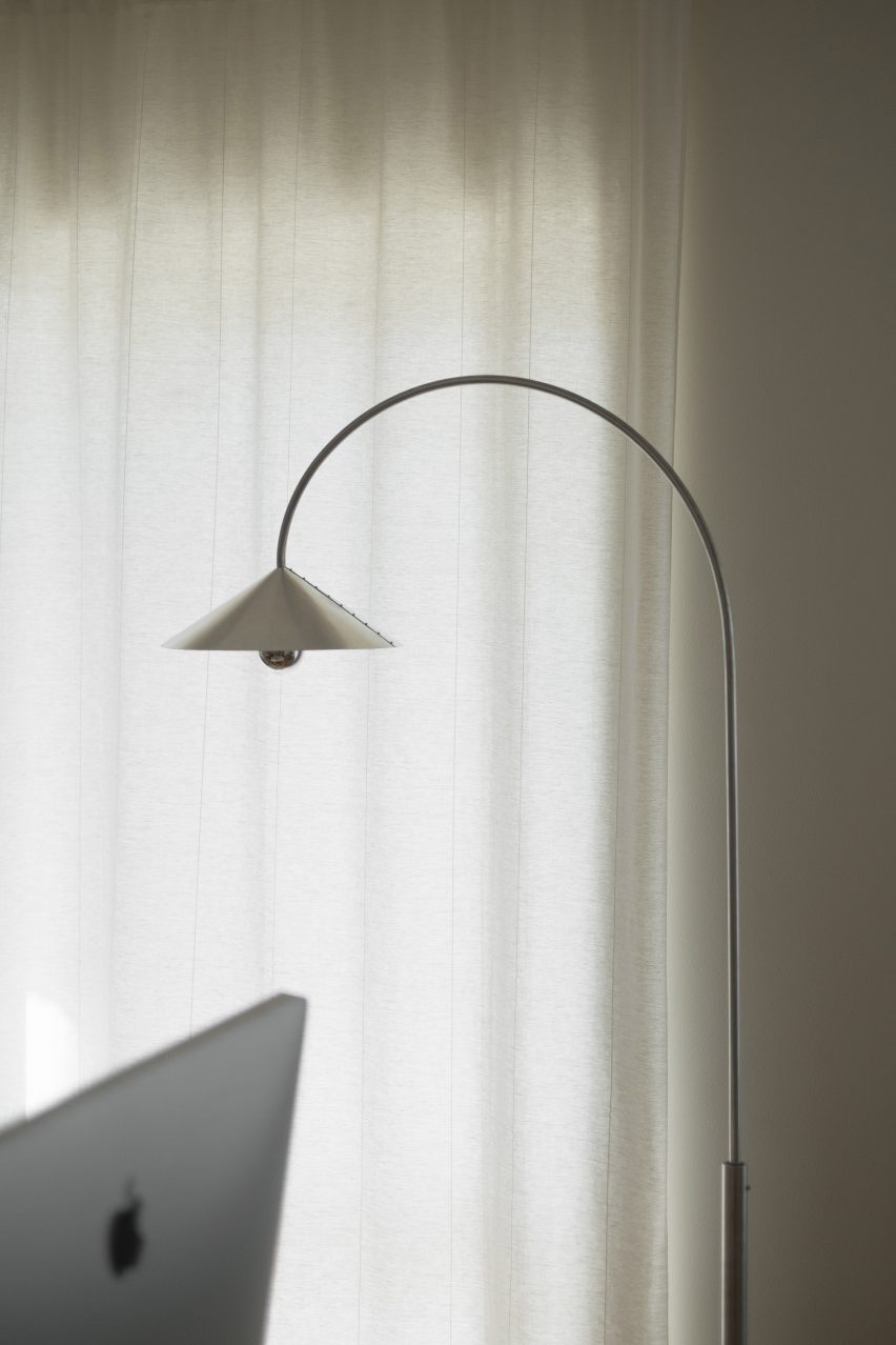 Metal floor lamp made from scooter parts