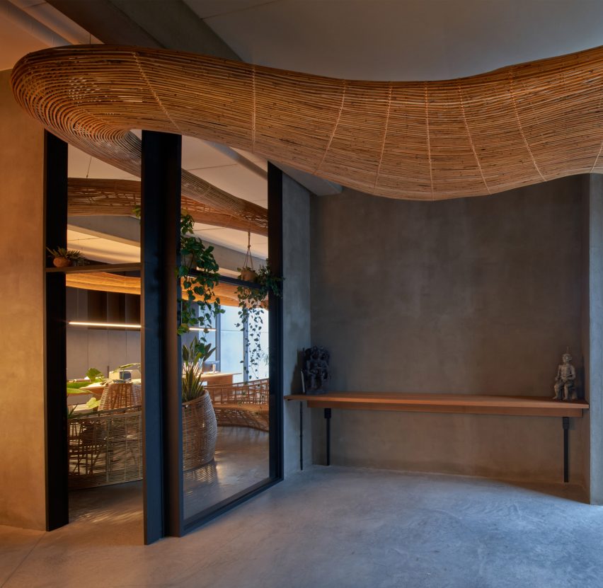 Belgium office with rattan sculpture by Enter Projects Asia