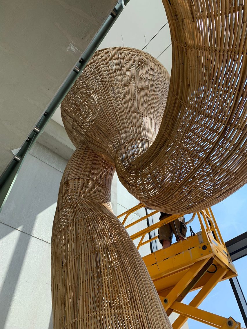 Belgium office with rattan sculpture by Enter Projects Asia