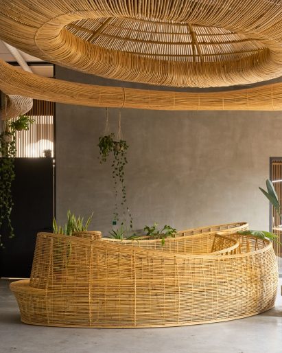 Belgium office with rattan sculpture by Enter Projects Asia