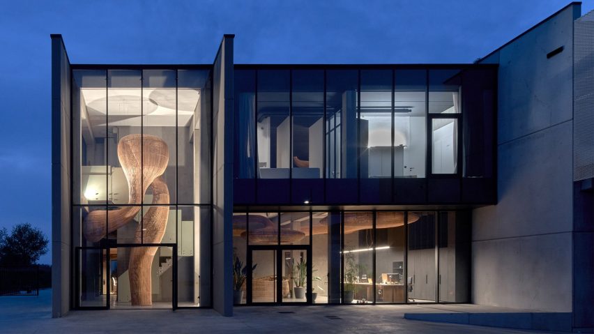 Belgium office with rattan sculpture by Enter Projects Asia