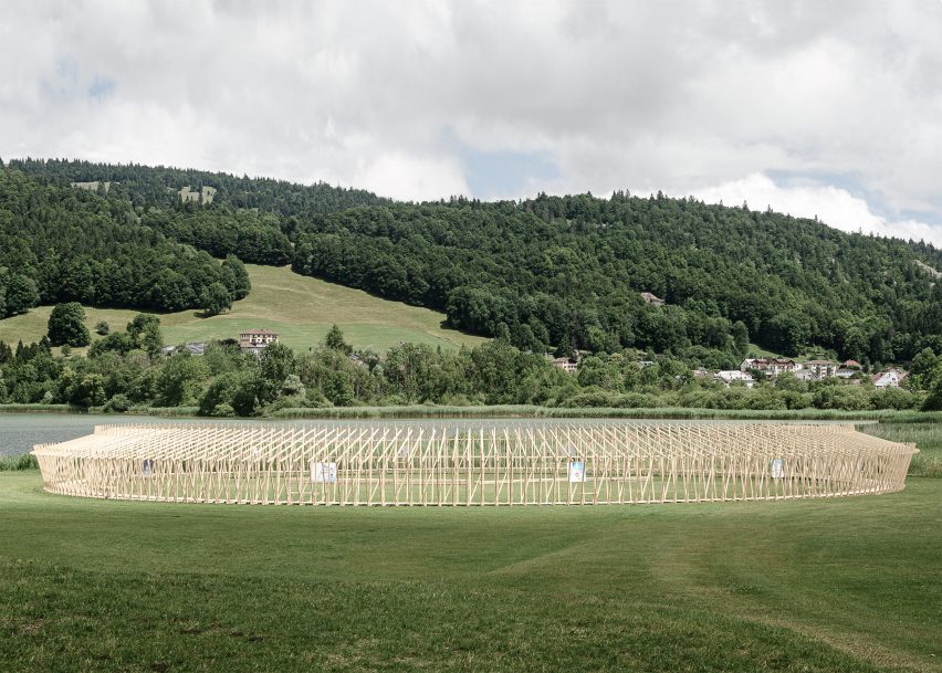 A wooden installation in the countryside