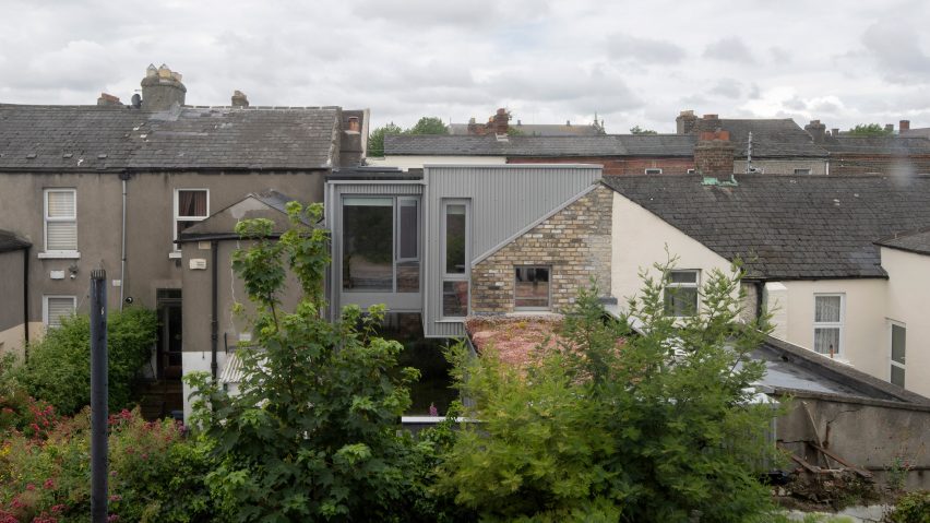 Rear facade of metal house extension