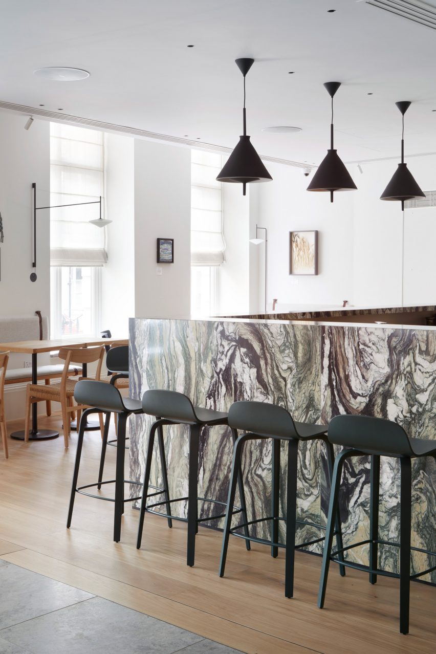 Marble bar in Inhabit Queen's Gardens by Holland Harvey Architects