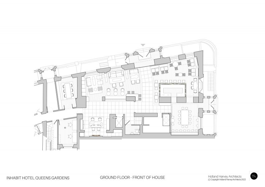 Ground floor plan, Inhabit Queen's Gardens by Holland Harvey Architects