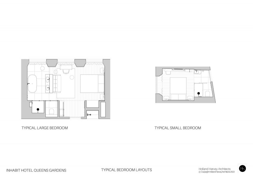 Bedroom floor plans, Inhabit Queen's Gardens by Holland Harvey Architects